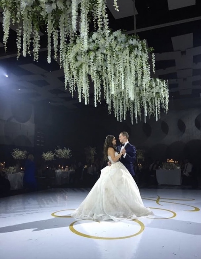 Floral ceiling at wedding