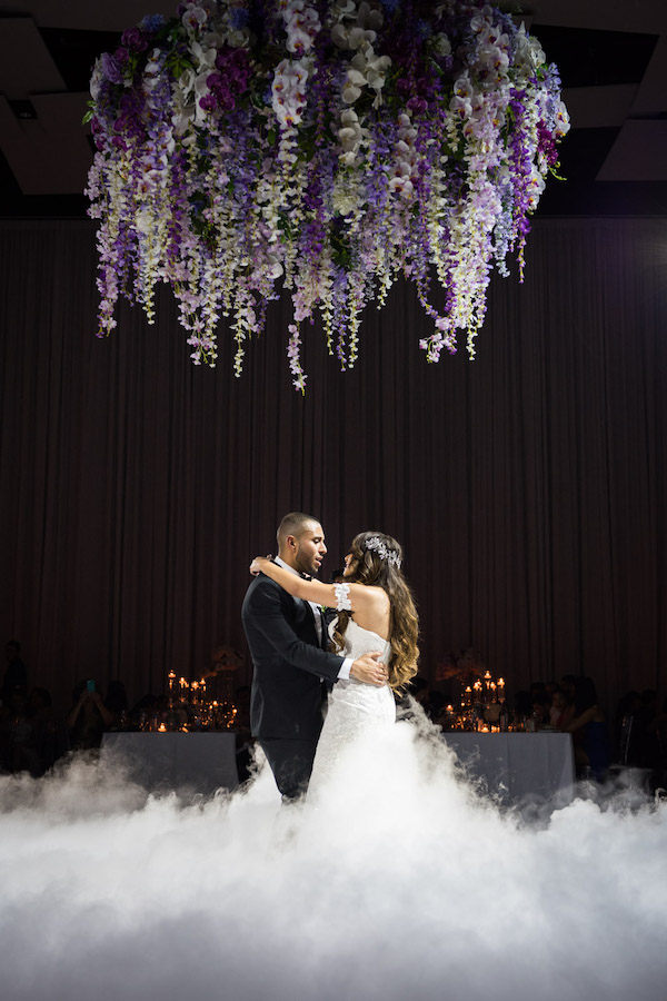 Floral ceiling at wedding