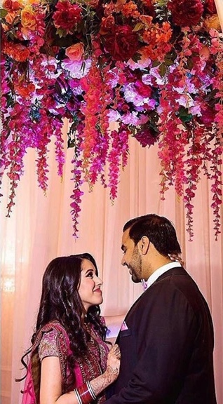 Floral ceiling at wedding